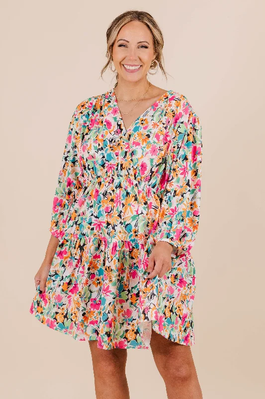 Dreamin' Of Spring Dress, Fuchsia Multi