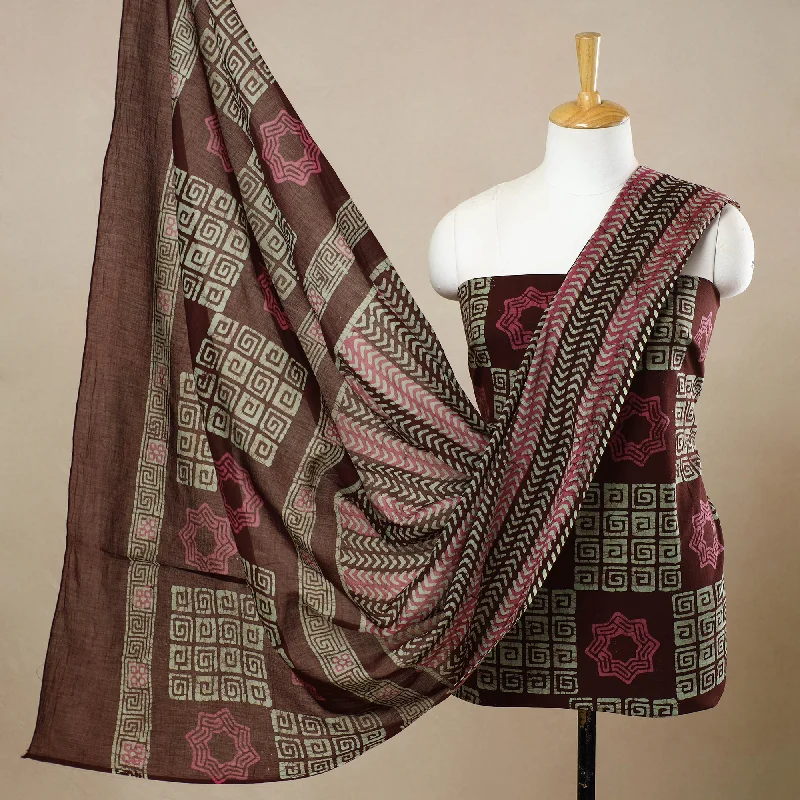 Multicolor - 3pc Cotton Kutch Batik Print Dress Material 74