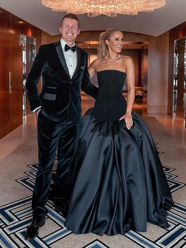 New Arrival Strapless Black Satin Ball Gown Long Cheap Evening Prom Dresses, PDS0084 New Arrival Strapless Black Satin Ball Gown Long Cheap Evening Prom Dresses, PDS0084