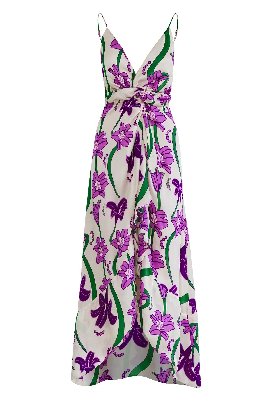 Sabina Silk Dress / Violet Flowers