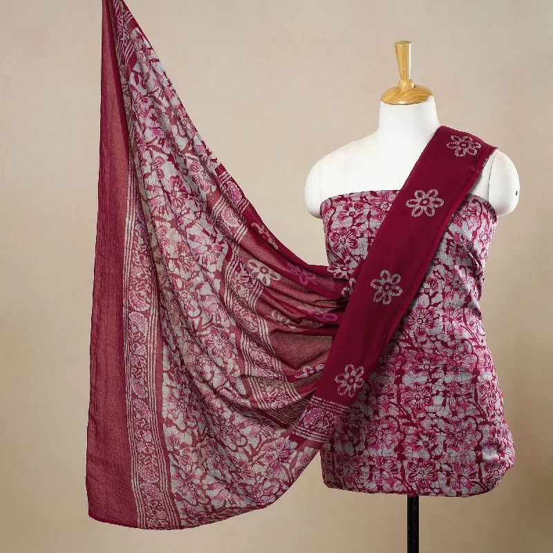 Pink - 3pc Cotton Kutch Batik Print Dress Material 155