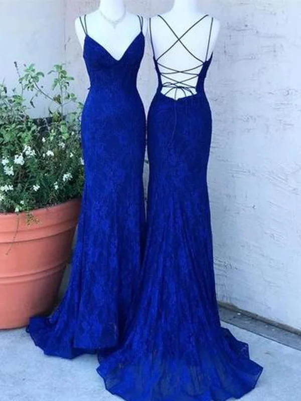 Royal Blue Lace Mermaid Long Evening Prom Dresses, Evening Party Prom Dresses, PDS0105 Royal Blue Lace Mermaid Long Evening Prom Dresses, Evening Party Prom Dresses, PDS0105