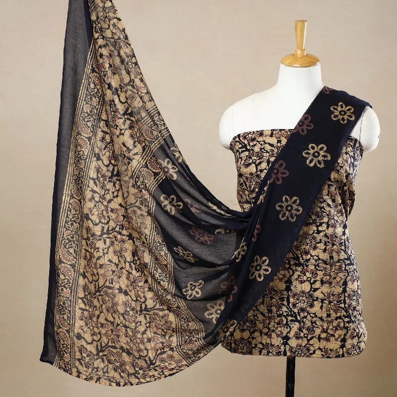 Beige - 3pc Cotton Kutch Batik Print Dress Material 39