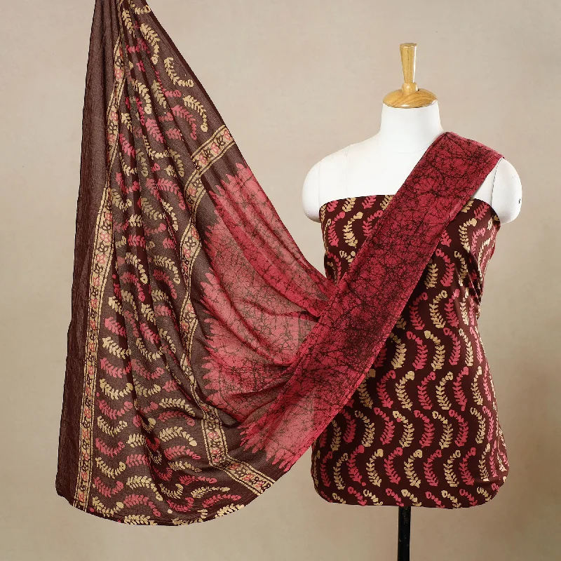 Multicolor - 3pc Cotton Kutch Batik Print Dress Material 136