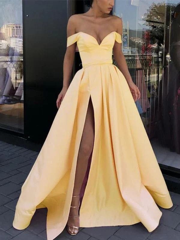 Off Shoulder Yellow Side Slit Cheap Yellow Long Evening Prom Dresses, Party Prom Dresses, PDS0092 Off Shoulder Yellow Side Slit Cheap Yellow Long Evening Prom Dresses, Party Prom Dresses, PDS0092