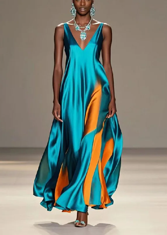 Green Tie Dye Silk Cami Dress Exra Large Hem Summer