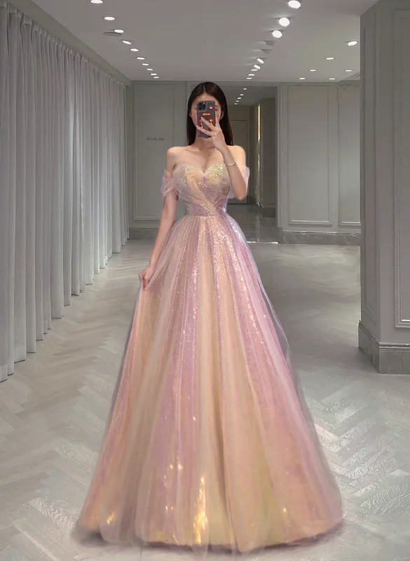 A-line Sequins Off Shoulder Simple Long Formal Dress, Sweetheart Prom Dress Evening Dress A-line Sequins Off Shoulder Simple Long Formal Dress, Sweetheart Prom Dress Evening Dress