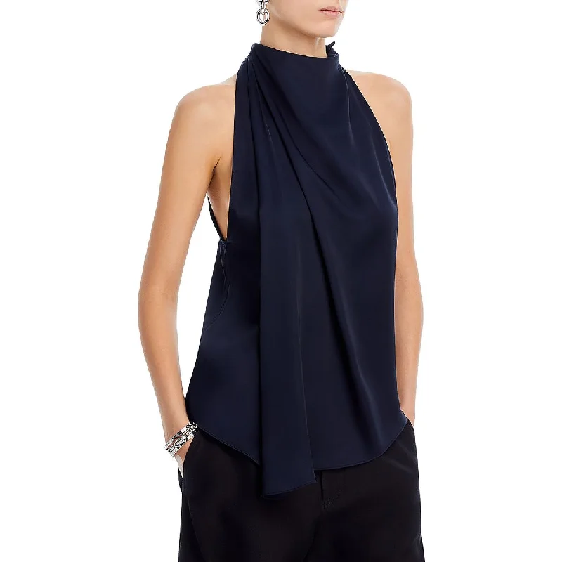 A.L.C. Womens Button Neck Sleeveless Blouse Polished Work Blouse