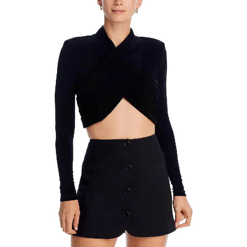 Bardot Womens Wren Crop Long Sleeve Blouse Casual Relaxed Blouse