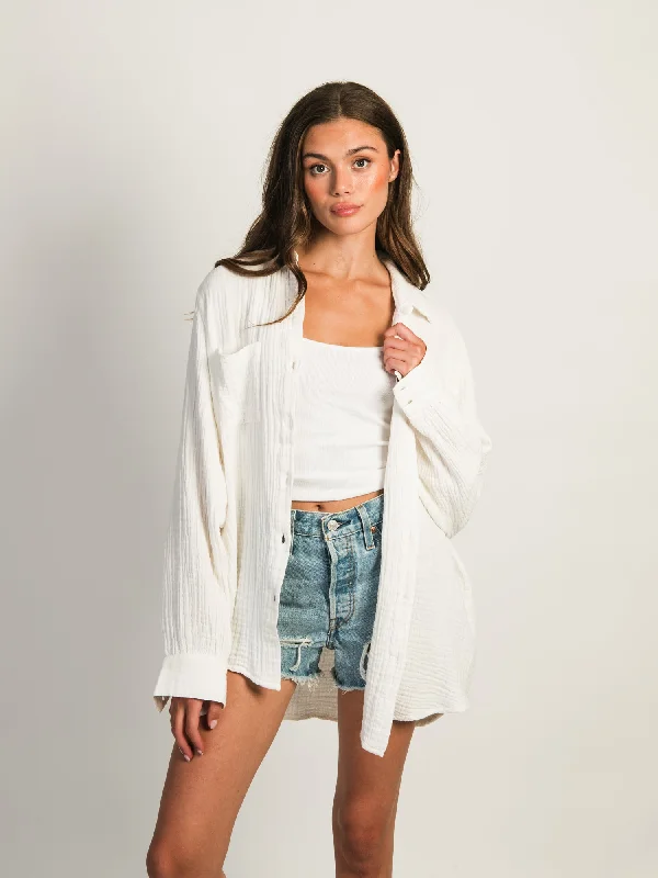 BILLABONG SWELL BUTTON-UP BLOUSE Soft Satin Blouse