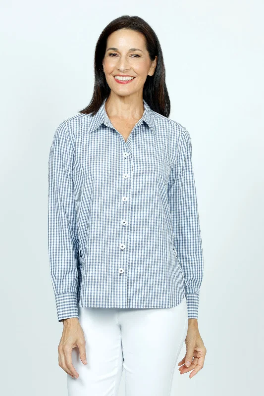 Cali Girls Checked Boyfriend Blouse Drape Neck Blouse