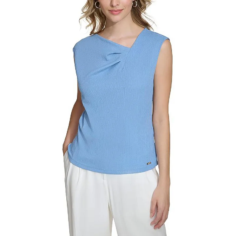 Calvin Klein Womens   Asymmetric Work Day Wear Blouse Boho Chic Blouse