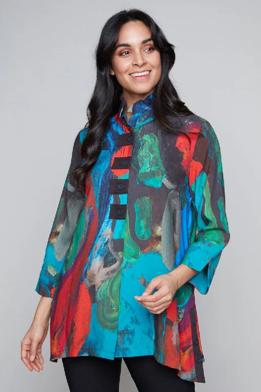 Claire Desjardins All Warm & Cozy Wire Collar Blouse Balloon Sleeve Blouse