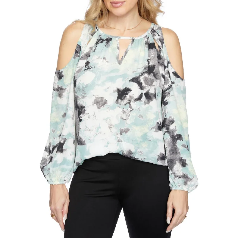 Cooper & Ella Womens Cold Shoulder Cut-Out Blouse Delicate Pleat Blouse