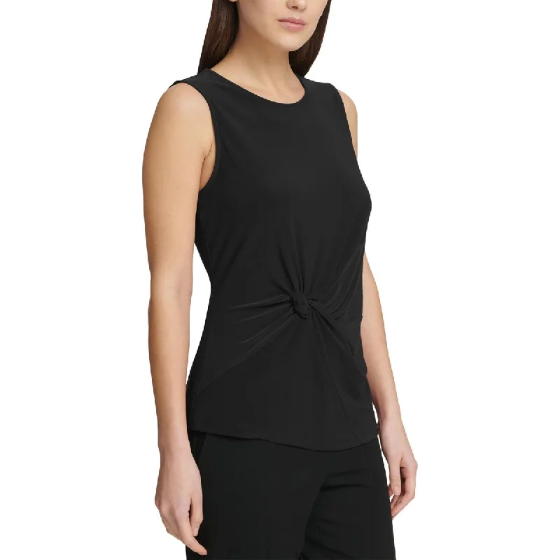 DKNY Womens Side-Knot Shell Blouse Elegant Peplum Blouse