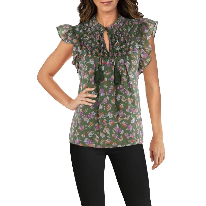 Fate Womens Floral Ruffled Blouse Office Formal Blouse