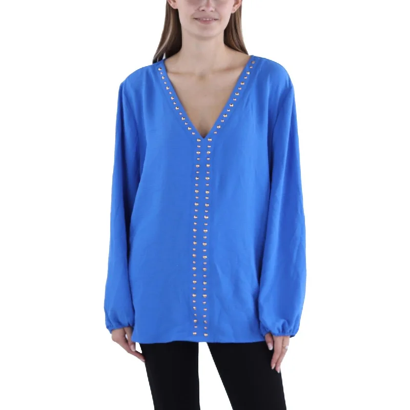 Harper 241 Womens Plus Embellished Work Day Wear Blouse Soft Pastel Blouse