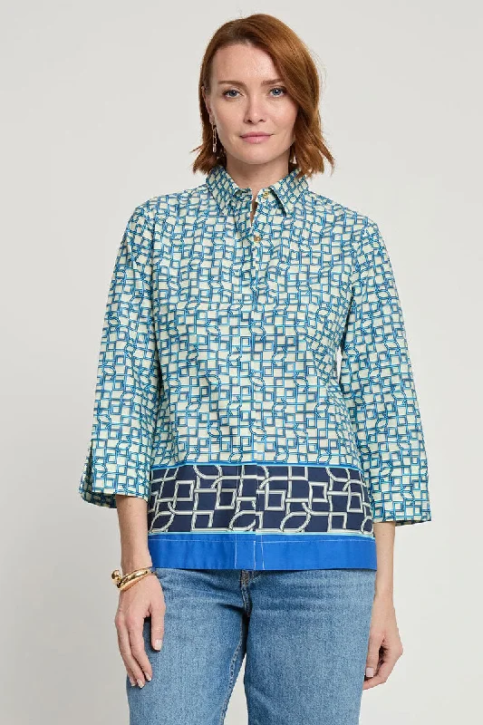 Hinson Wu Xena Mosaic Zip Back Blouse Classic White Blouse