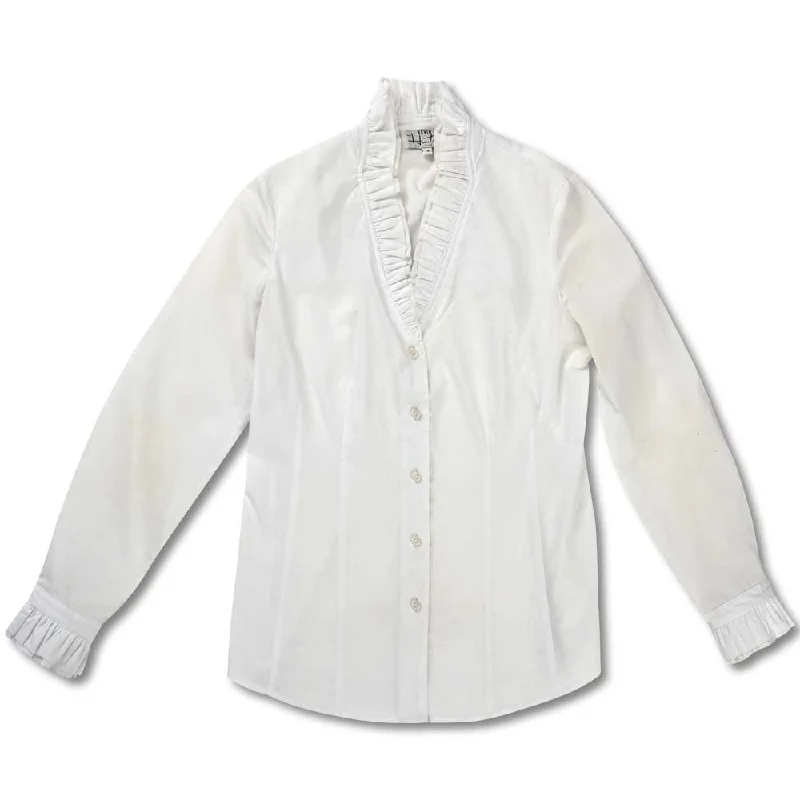 Huntress Long Sleeve Ruffle Blouse Double Button Blouse