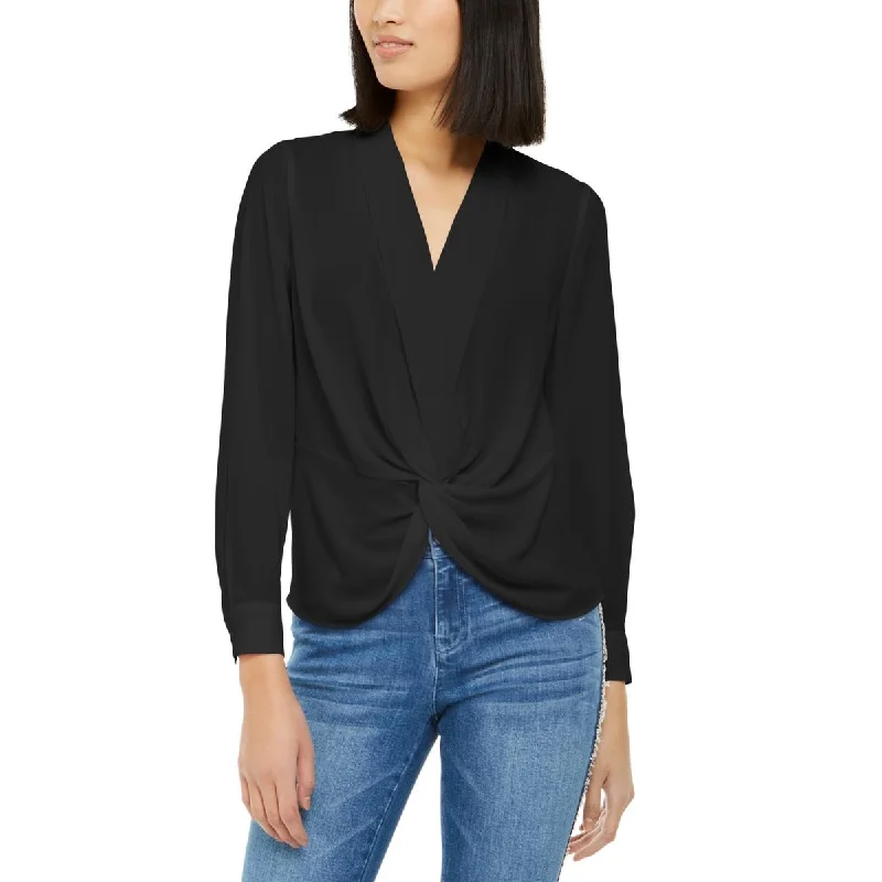 INC Womens Front-Twist V-Neck Blouse Stretchy Fitted Blouse