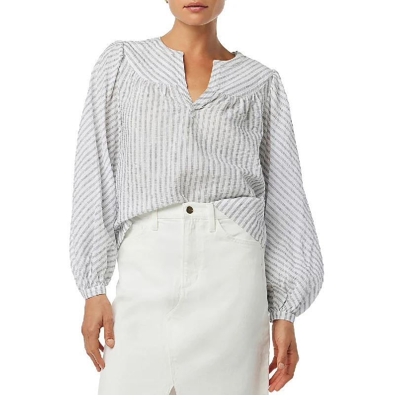 Joe's Womens Striped Button Blouse Backless Summer Blouse