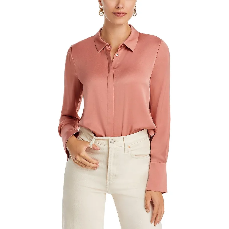 Kobi Halperin Womens Collared Blouse Button-Down Top Classic White Blouse