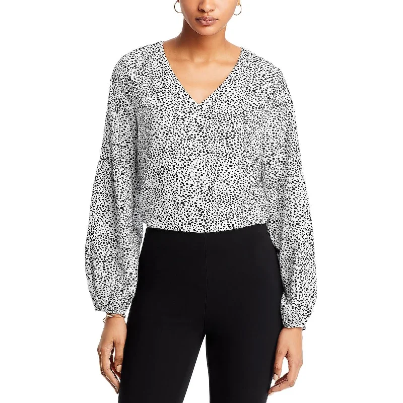 Koko + Mason Womens V Neck Printed Blouse Feminine Pastel Blouse