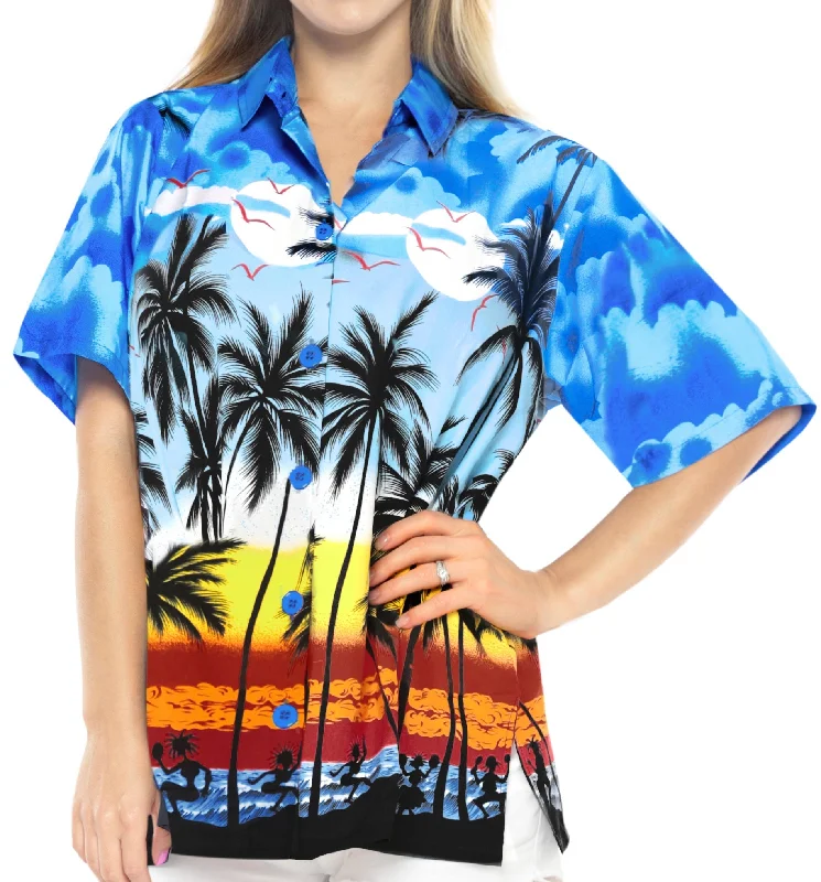 LA LEELA Women Hawaiian Shirt Beach Blouses Tank Top Aloha Boho Casual Holiday Button Up - w959 Floral Chiffon Blouse LA LEELA Women Hawaiian Shirt Beach Blouses Tank Top Aloha Boho Casual Holiday Button Up - w959 Floral Chiffon Blouse