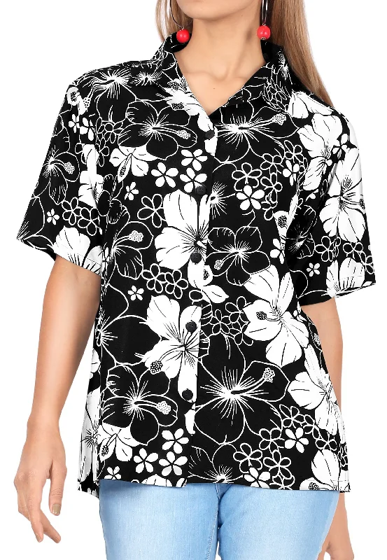 LA LEELA Women's Summer TOP Beach Short Sleeve Camp Casual Blouse BEACHVIEW Airy Cotton Blouse LA LEELA Women's Summer TOP Beach Short Sleeve Camp Casual Blouse BEACHVIEW Airy Cotton Blouse