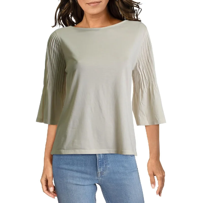 Lauren Ralph Lauren Womens Petites Caylen Knit Bell Sleeves Blouse Loose Oversized Blouse