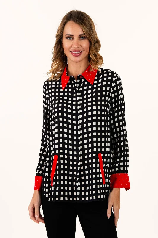 Lemon Grass Mirror Detail Button Down Blouse Smart Casual Blouse