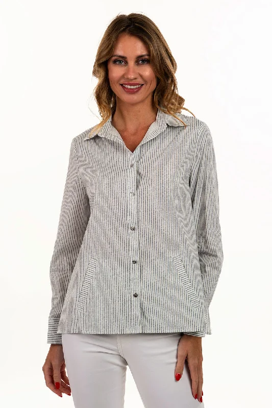 Lemon Grass Striped Blouse Subtle Shimmer Blouse