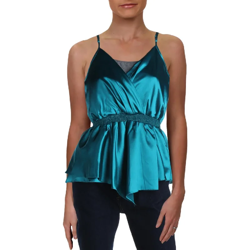 Lisa & Lucy Womens Smocked V Neck Blouse Textured Cotton Blouse