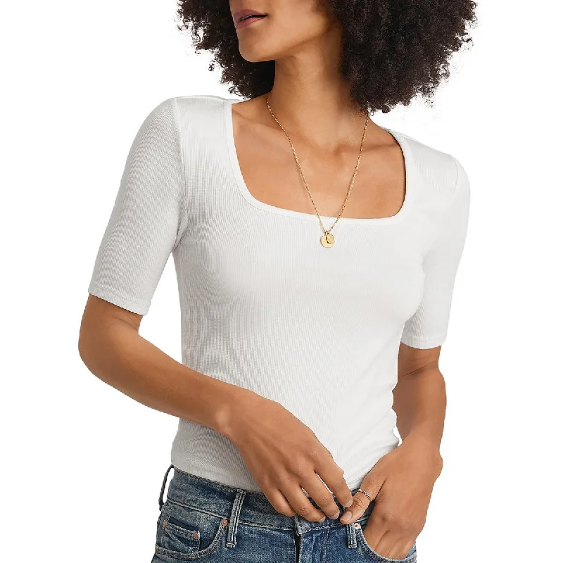 Marine Layer Womens Lexi Tencel Ribbed Blouse Elegant Embroidery Blouse