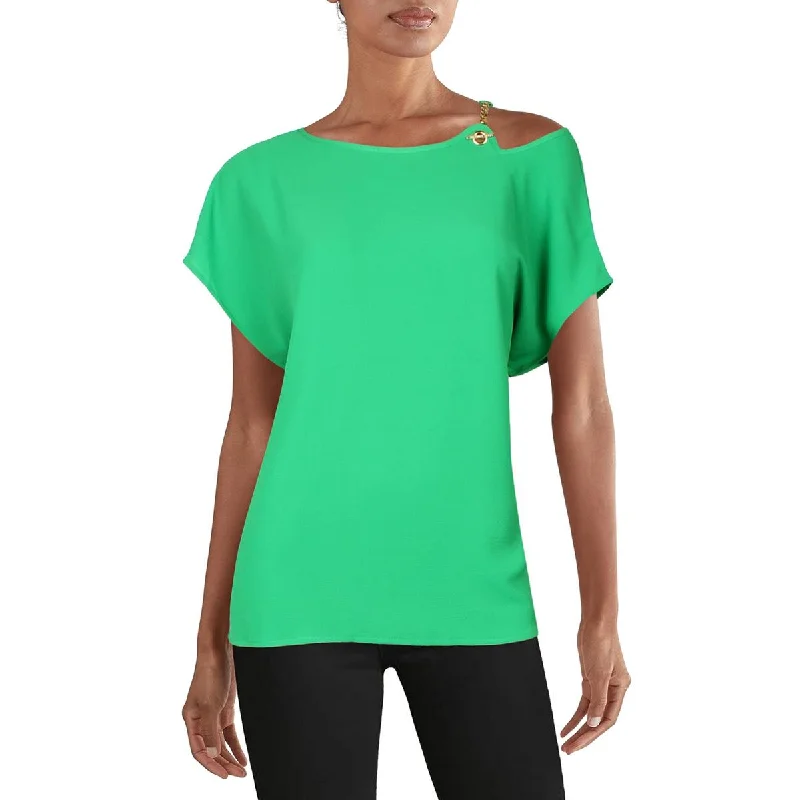 MICHAEL Michael Kors Womens    Toggle Chain Cap Sleeve Blouse Sleeveless Summer Blouse