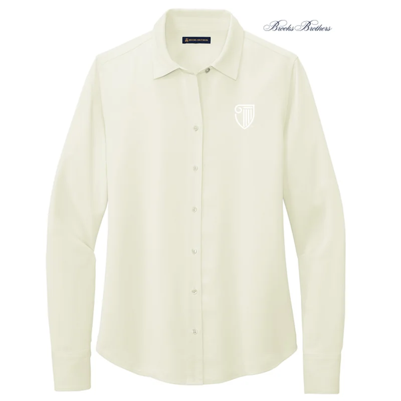 NEW STRAYER Brooks Brothers® Women’s Full-Button Satin Blouse - Off White Satin Drape Blouse