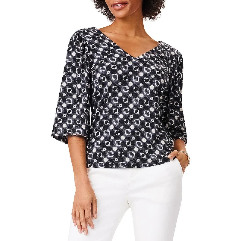 Nic + Zoe Womens Knit 3/4 Sleeves Blouse Delicate Pleat Blouse