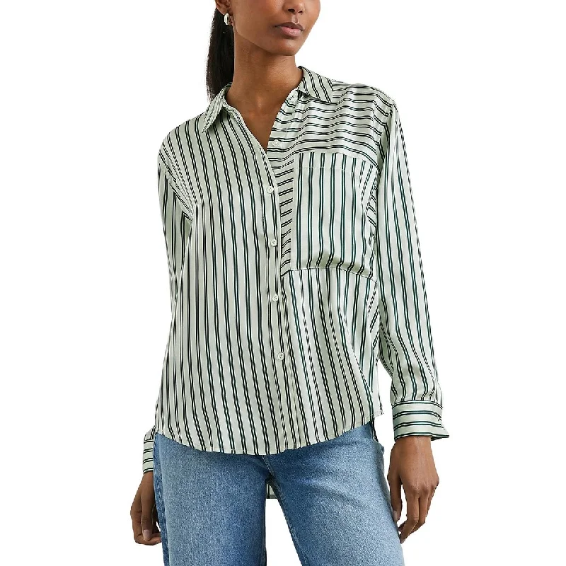 Rails Womens Striped Blouse Button-Down Top Ruffled Neck Blouse