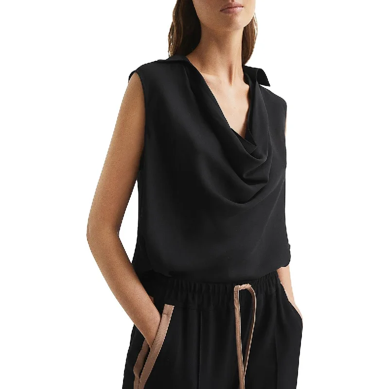 Reiss Womens Ameilee Chiffon Drapey Blouse Sheer Sleeve Blouse