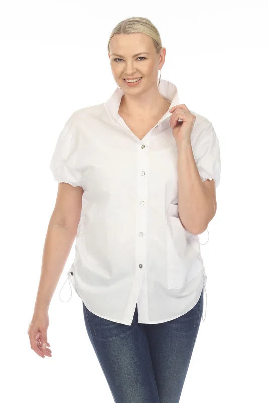 Terra Toggle Short Sleeve Blouse Peter Pan Blouse
