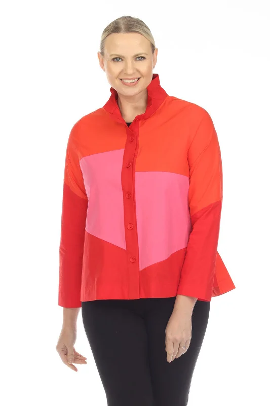 Terra 2 Tone Wire Collar Blouse Ruched Sleeve Blouse