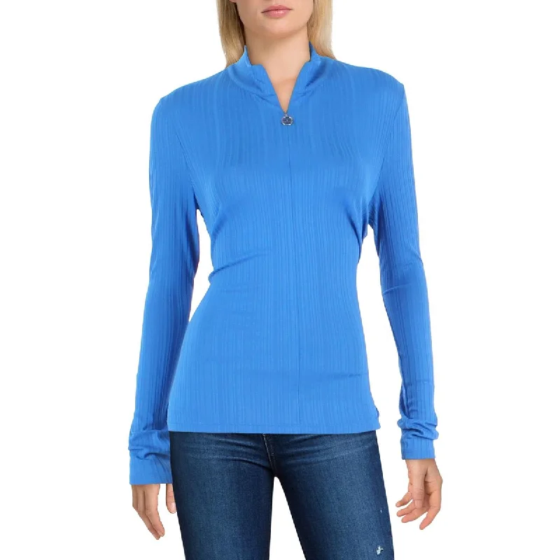 Tommy Hilfiger Womens Knit Ribbed Blouse Loose Fit Blouse