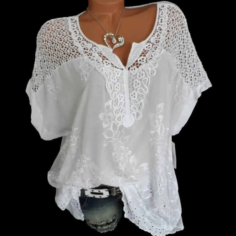Women's Short Sleeve Blouse Silky Draped Blouse