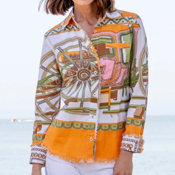 Women's Equestrian Blouse Chic Square Blouse