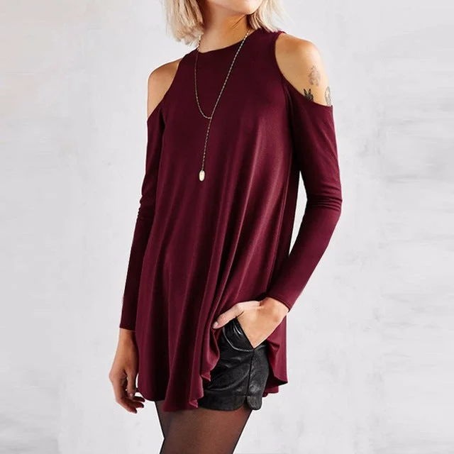 Women's Off Shoulder Tunic Blouse Top Backless Summer Blouse