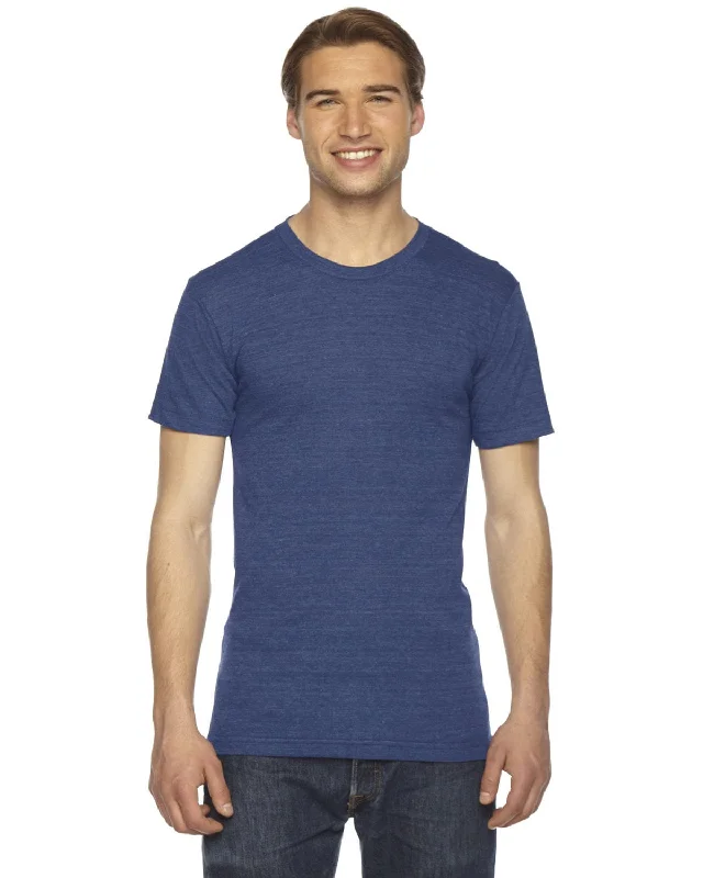 American Apparel Unisex Triblend Short Sleeve Track T-Shirt | Tri Indigo Nylon Fabric Polyester Fabric Spandex Fabric