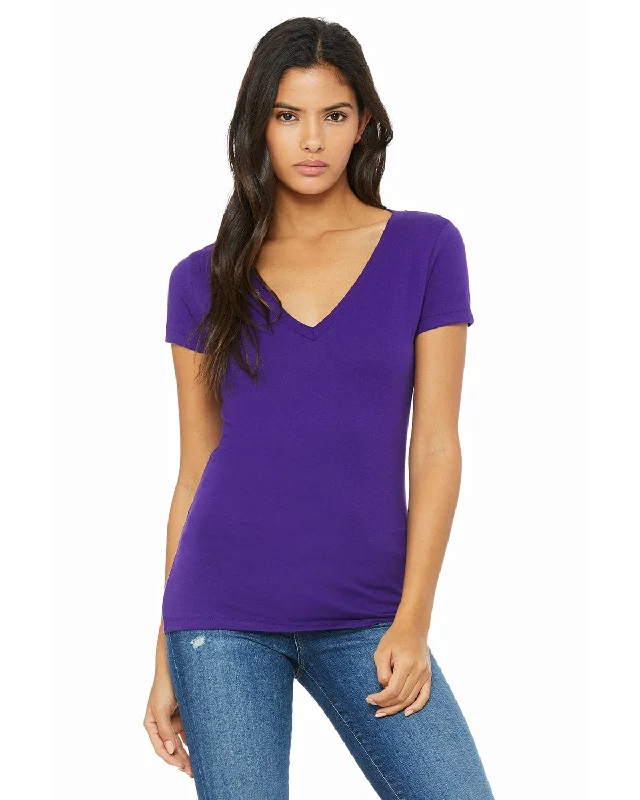 Bella+Canvas Ladies Deep V-Neck T-Shirt | Team Purple Mesh Blend Leather Blend Suede Blend Bella+Canvas Ladies Deep V-Neck T-Shirt | Team Purple Mesh Blend Leather Blend Suede Blend