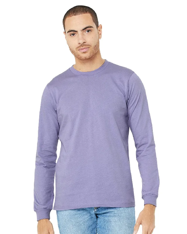 Bella+Canvas Long Sleeve Jersey T-Shirt | Dark Lavender Layered Multi-layer Single Layer