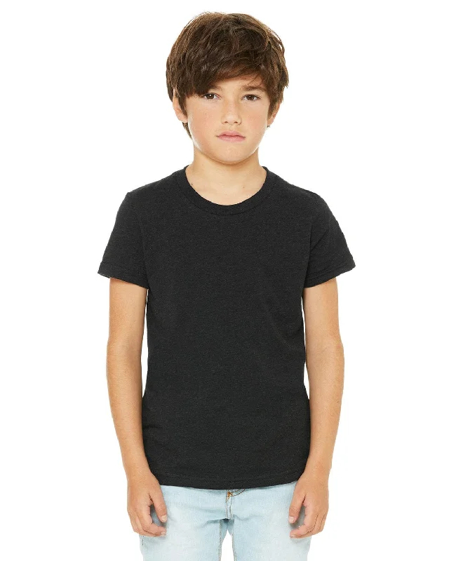Bella+Canvas Youth Short Sleeve T-Shirt | Black Heather Elasticated Padded Insulated Bella+Canvas Youth Short Sleeve T-Shirt | Black Heather Elasticated Padded Insulated