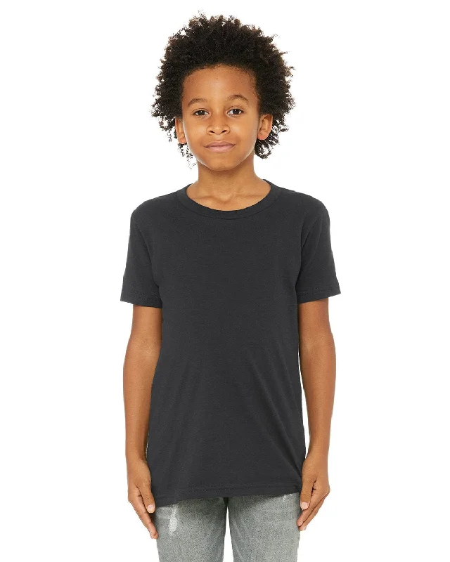 Bella+Canvas Youth Short Sleeve T-Shirt | Dark Grey Asymmetrical Pockets Print